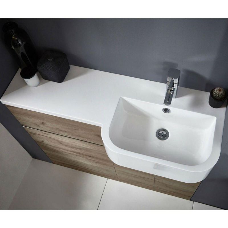 Bathroom Furniture Combination Unit with Basin and Worktop 1000mm Rh Oak