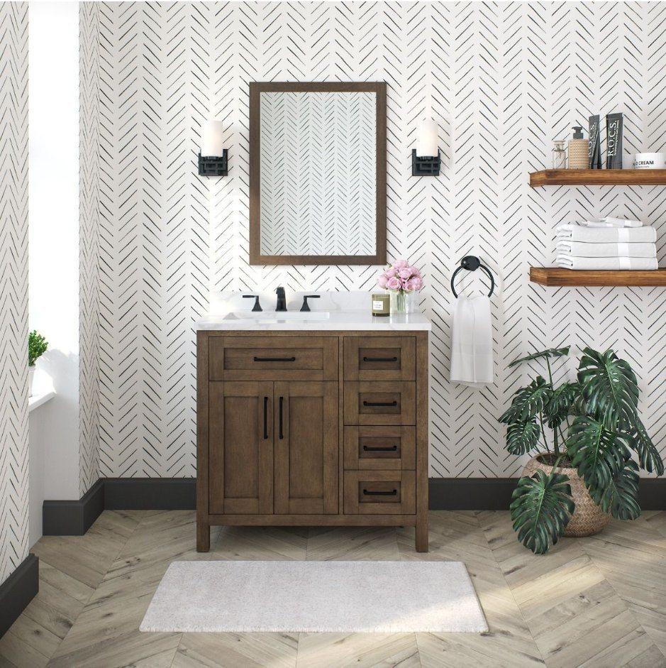 Simple Design, High Quality Solid Wood Storage Bathroom Cabinet