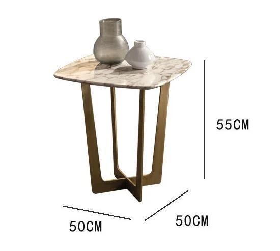 High Quality Modern Luxury Natural Marble Powder Coated Steel Coffee Table for Home Party Villa Hotel 006s