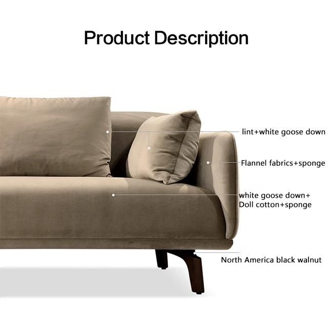 Modern Simply/Light Luxury/Nordic Walnut Solid Wood Frame Velvet Sofa Home Furniture for Living Room