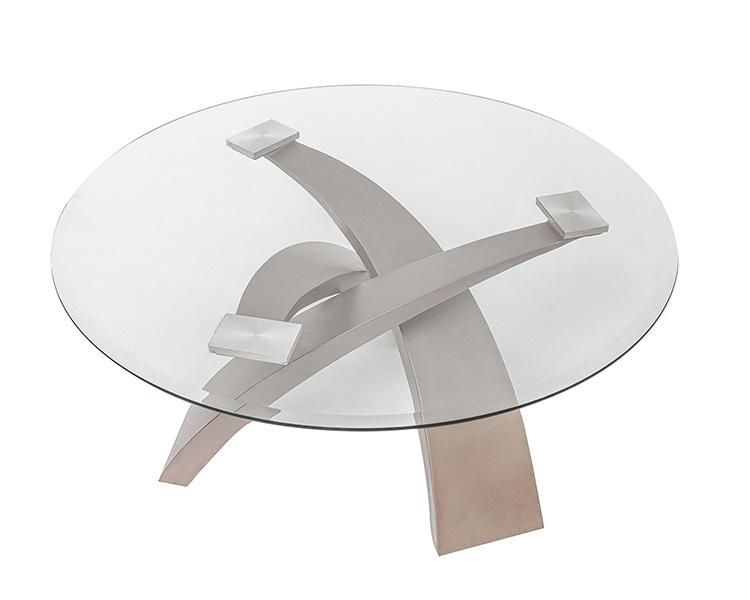 Home Restaurant Kitchen Furniture Table Sets Simple Design Modern Round Clear Tempered Glass Coffee Table Dining Table