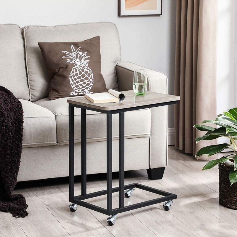 Home Furniture Modern Metal Rusticantique Wood C Shaped Bed Sofa End Side Table