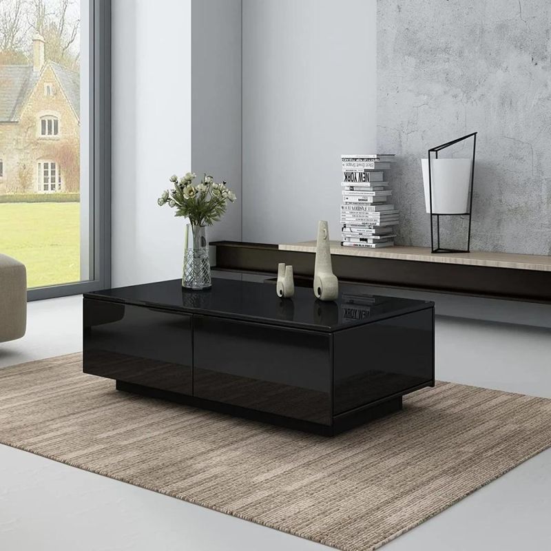 Home Furniture Wooden Material High Quality Modern LED Coffee Table