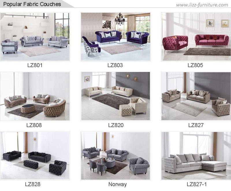 Unique Design Classic UK Style Chesterfield Commercial Hotel Home Velvet Fabric Sofa Long Couch