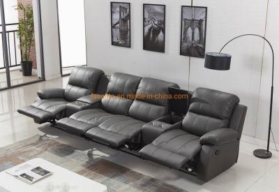 Luxury Modern Full Leather Top Grain Fabric Home Furniture Theatre Manual Recliner Living Room Sofa Set