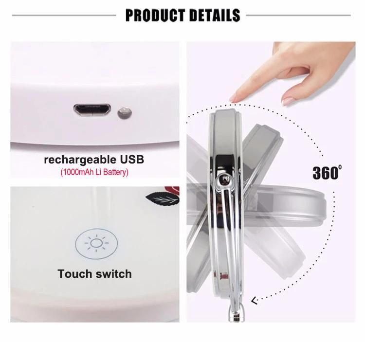 High-End USB Rechargeable Makeup Mirror with Touch Sensor LED Products