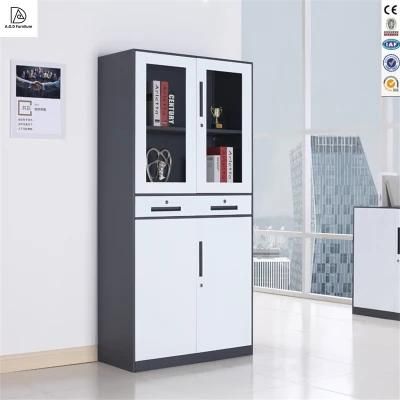 Modern Office Livingroom Furniture Steel Filing Cupboard 2 Glass Cabinet