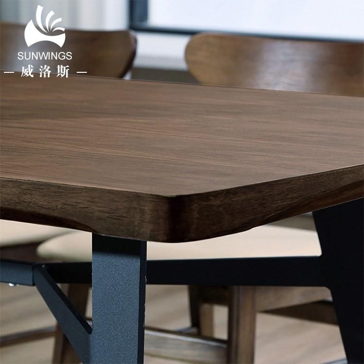 Walnut Solid Wood Dining Table with Steel Frame