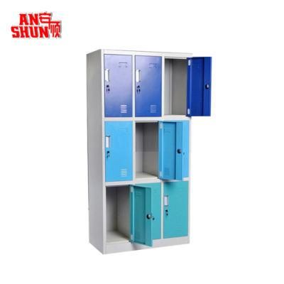 Hot Sale 9 Door Steel Wardrobe Modern Design Metal Locker