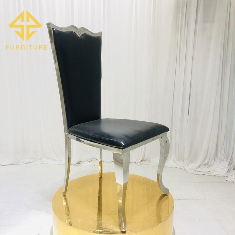 New Arrival Stainless Steel Black Back Dining Chair Hotel Furniture Wedding Events Used