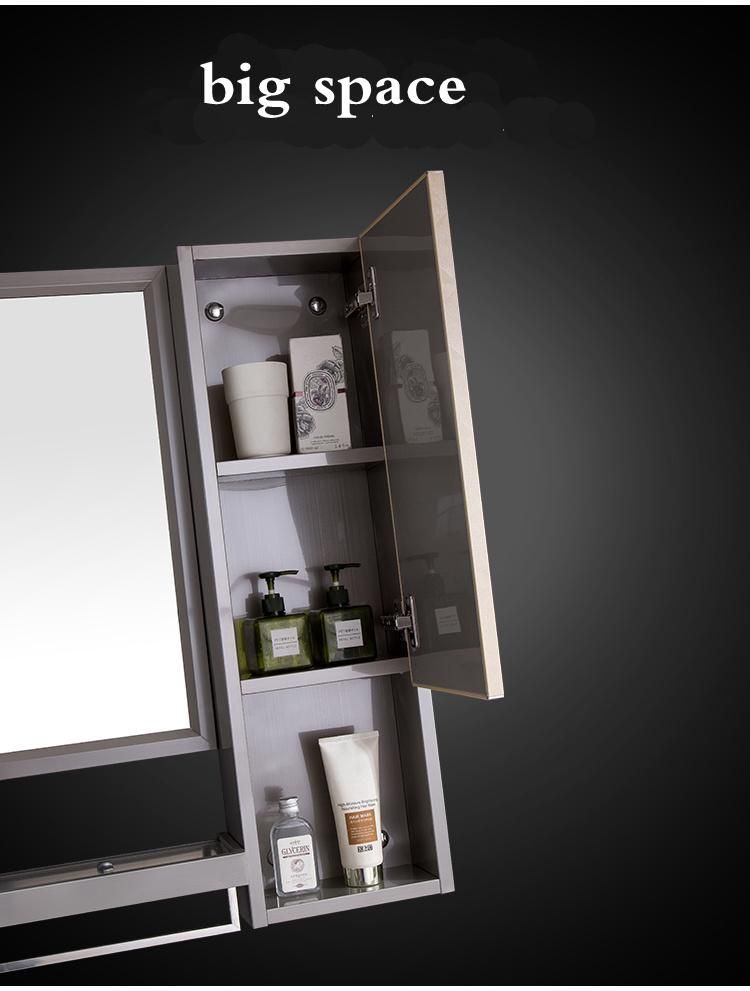 Stainless Steel Frame Wall Silver LED Mirror Bathroom Furniture