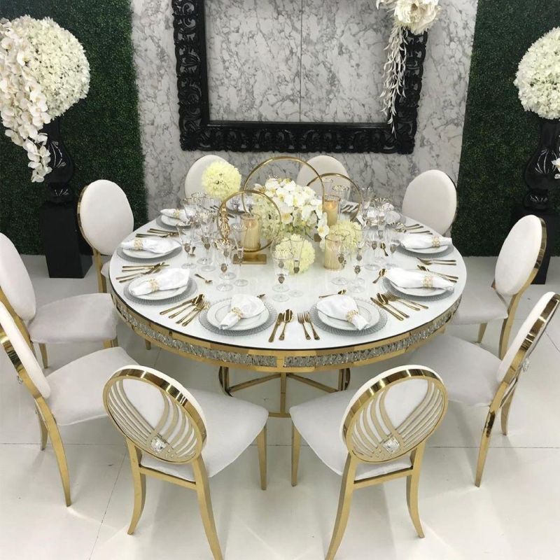 Wholesale Middle East Wedding Banquet Gold Flower Back Dining Chair