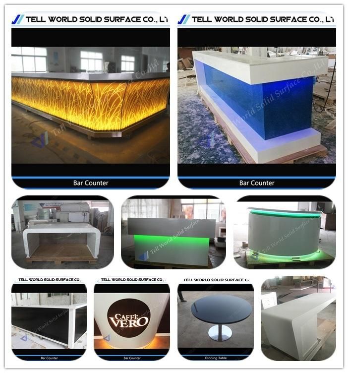 Modern LED Lighted Half Semi Circular Bar Counter Furniture Artificial Marble Semi Circle Bar