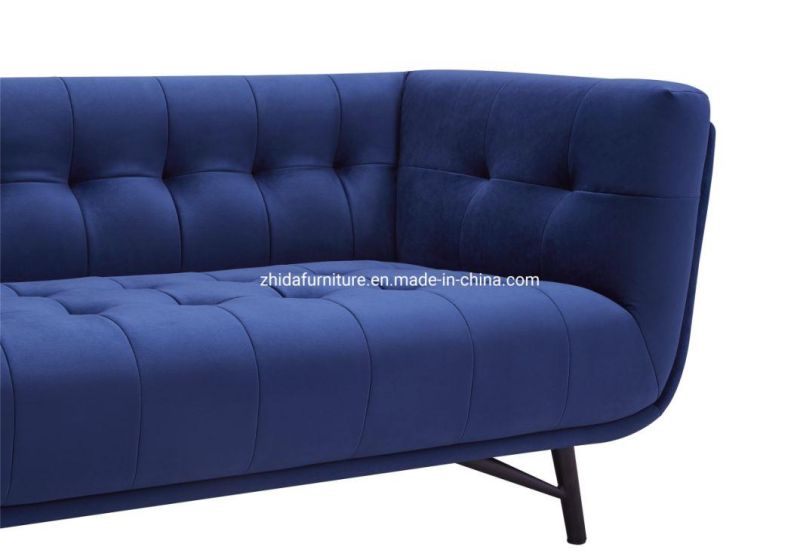 Living Room European Style Velvet Fabric Tufted Chesterfield Sofa