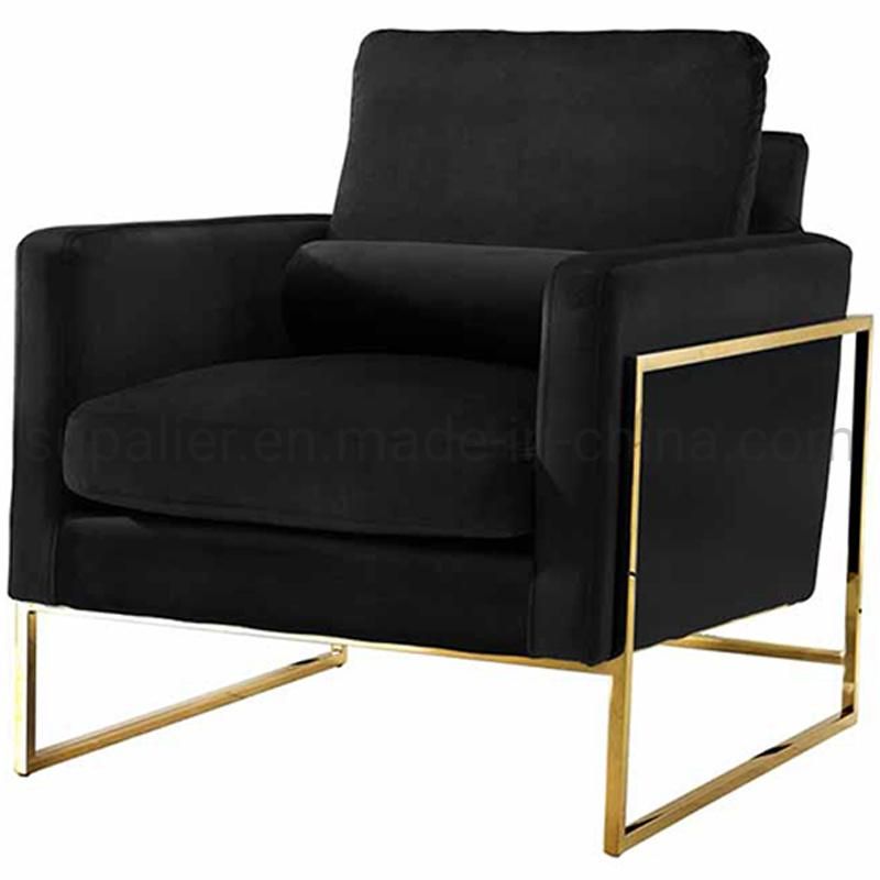 High Quality Living Room Furniture Metal Frame Black Fabric Sofa