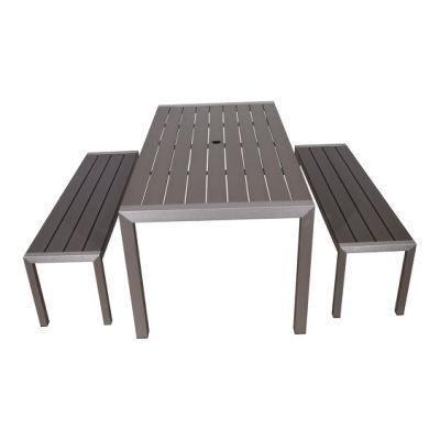 Patio Modern Aluminum Bench Chair Outdoor Dining Table Set