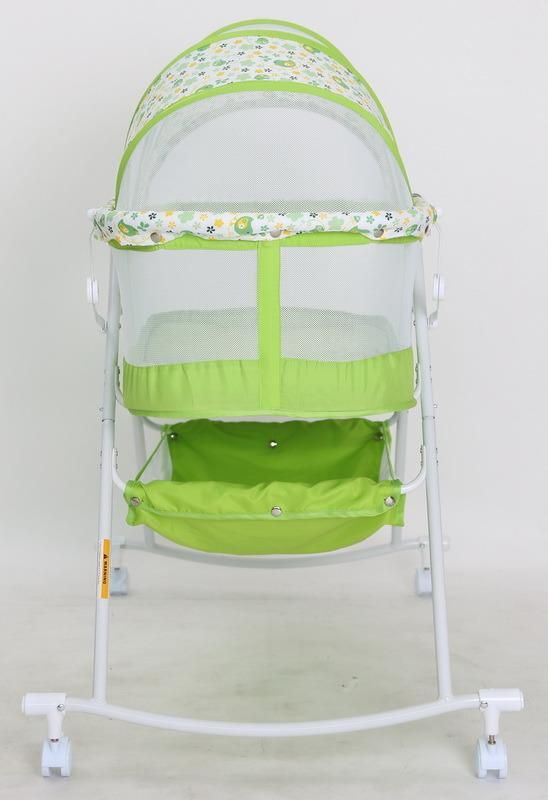 Adjustable Baby Bed with Canopy and Rocking Function