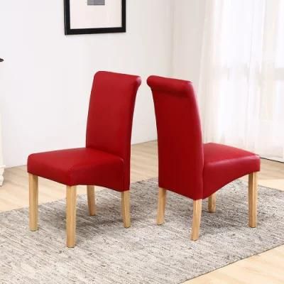 Modern High Back PU Leather Wooden Leg Dining Chair