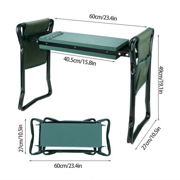 Gardening Chair Garden Stool Folding Stainless Steel Garden Kneeler Stool with EVA Kneeling Pad Gardening Portable Tool