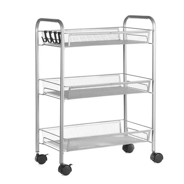 Steel Removable 4-Wheeled Storage Kitchen Cart in Silver with Easy Life for Making Space.