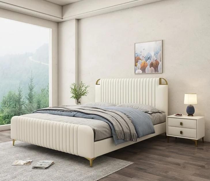 Commercial Latest Wooden Home Bedroom Storage Leather Bed