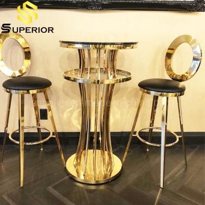 Bar Furniture Stainless Steel Round Bar Cocktail Table