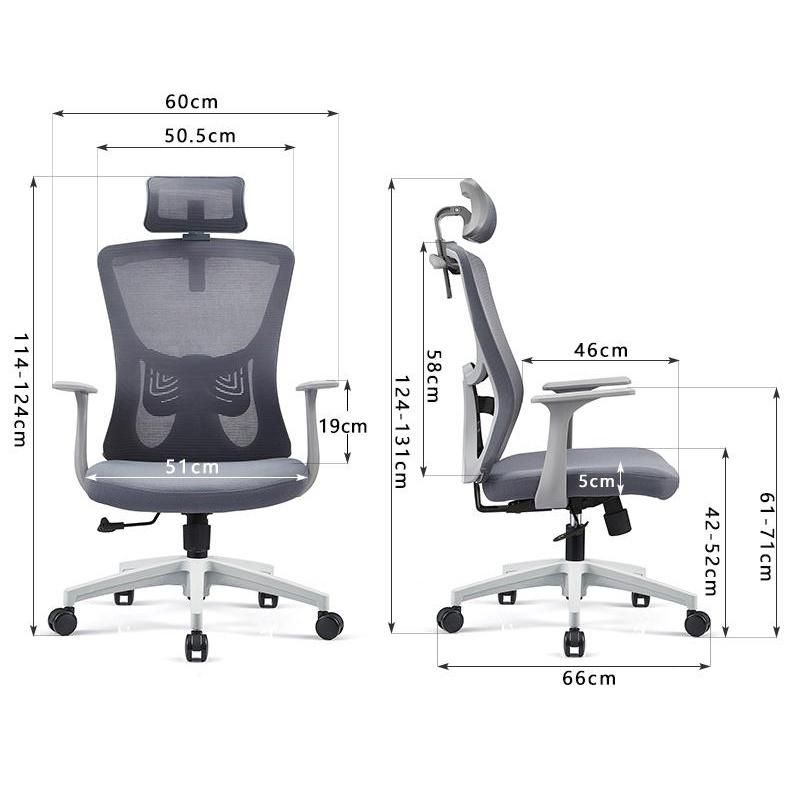 Grey Frame Mesh Gaming High Back Revolving Table Office Chairs