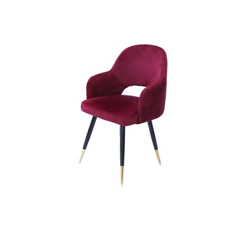 Modern Popular Home Bar Furniture Velvet Fabric Dining Chair with Metal Legs