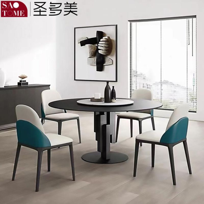 Modern Rock Furniture Geometric Round Dining Table with Turntable