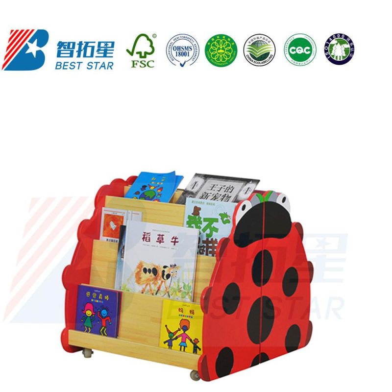 Kindergarten and Preschool Furniture, School Library Book Rack, Cartoon Kids Bookcase, Cartoon Book Storage Cabinet, Wood Display Children Storage Bookshelf