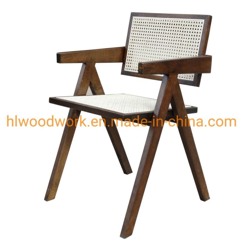 Retro Solid Wood Rattan Chair Nordic Modern Solid Wood Dining Chairs Wood Rattan Chair Cafe Armchair Living Room Balcony Lounge Chair Dining Chair