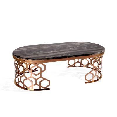 New Design Tea Table Stainlesssteel Frame with Nature Marble Top