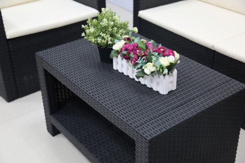 Outdoor Fur Rattan Patten Chair Armrest Coffee Table Patio Courtyard Lounge Leisure Garden Sofa Set in Home Furniture Modern Garden Sets PP Sofa Wholesale Ratta