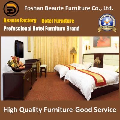 Latest One Headboard Double Bed Designs Hotel Bedroom Furniture for Standard Room (GLB-0109877)