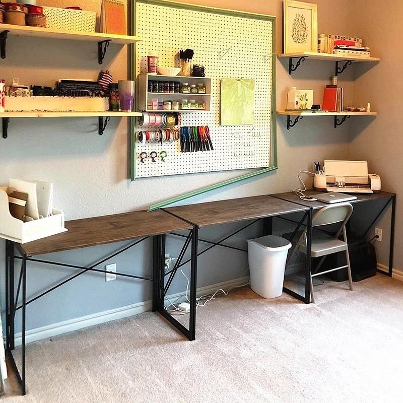 Modern Simple Study Desk Industrial Style Folding Laptop Table Home Office Notebook Desk Brown Desktop Writing Computer Desk for Sales