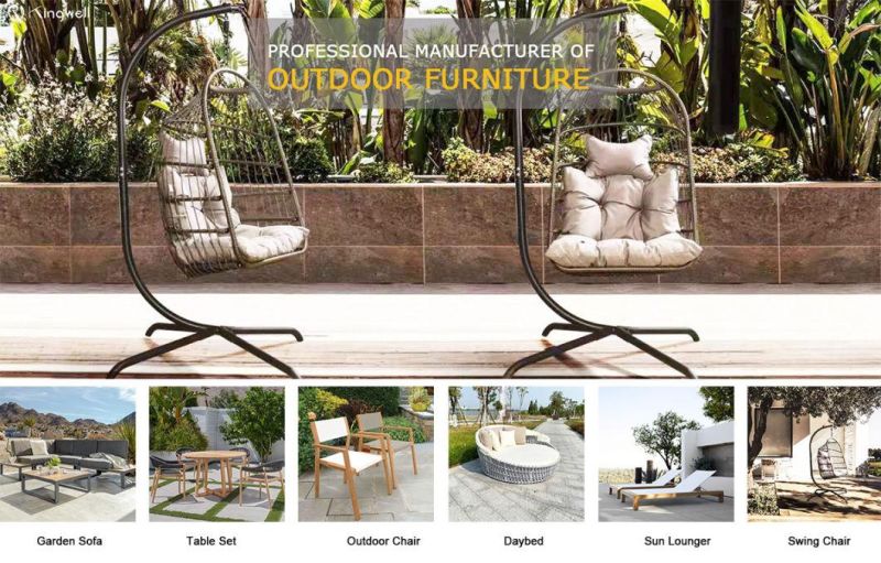 Modern Outdoor Garden Patio Hanging PE Rattan UV-Resistant Wicker Egg Hammock Swing Chair for Home