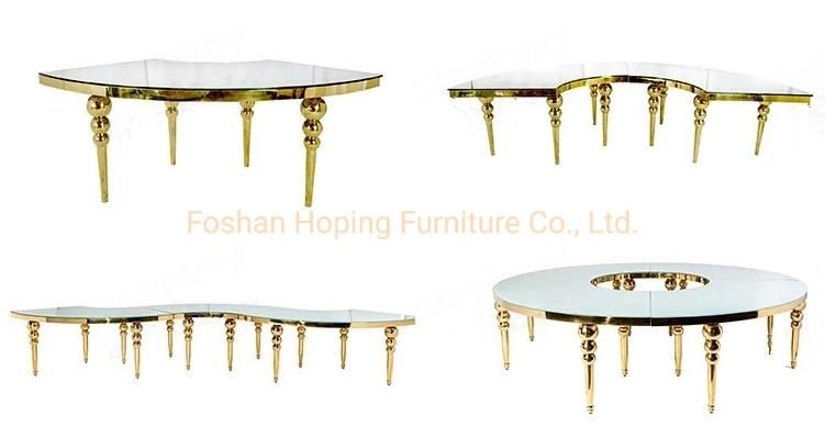 Modern Wedding Chair Table Indoor Furniture Dining Table Six Seaters with Marble Ming Qing Style Furniture