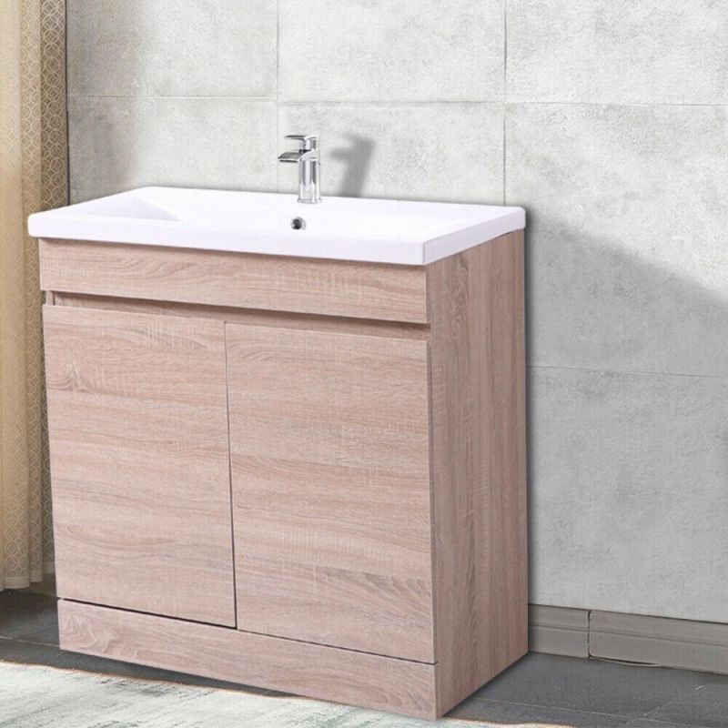 Bathroom Vanity Unit Basin Sink Furniture Floor Standing Cabinet Light Oak