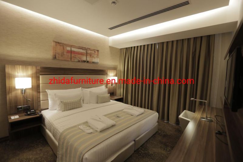 Commercial Hotel Furniture Durable 4 Star Standard Wooden Master Bedroom Furniture Set King Size MDF Bed