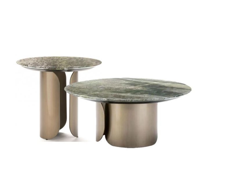 High Quality Modern Luxury Natural Marble Stainless Steel Coffee Table for Home Party Villa Hotel 008s