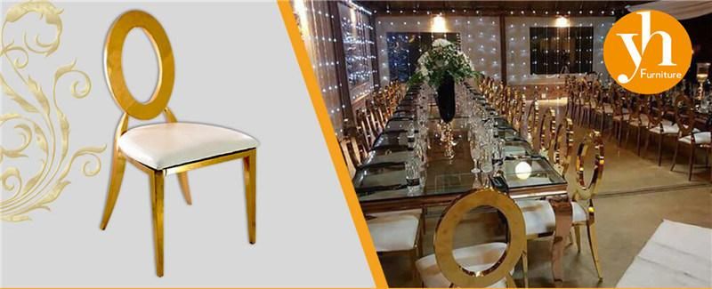 Gold Stainless Steel Chair for Event Restaurant Used Hole Back Dining Chair