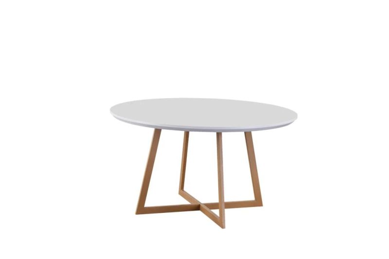 Home Livining Room Restaurant Cafe Furniture MDF Round Dining Table Top Dining Table with Steel Tube Leg