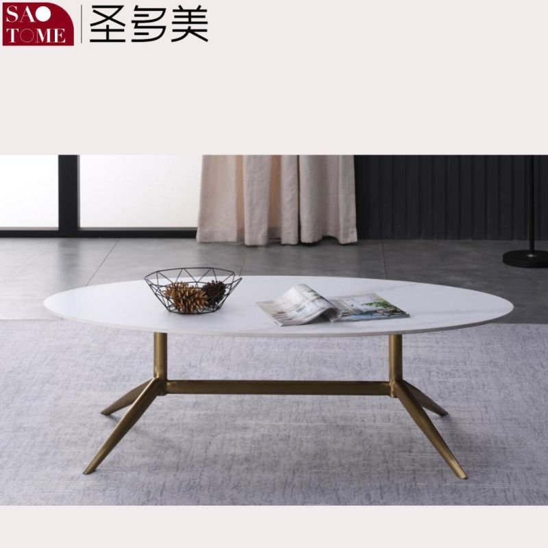 Modern Light Luxury Living Room Furniture Rectangular R Angle Craft Slate / Marble Coffee Table