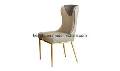 Modern Hotel Furniture Set Golden Frame Leather Cushion Dining Chairs