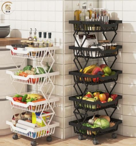 Collapsible Storage Kitchen Rack 3 Tier Mesh Storage Rack Kitchen Foldable Fruit and Vegetab