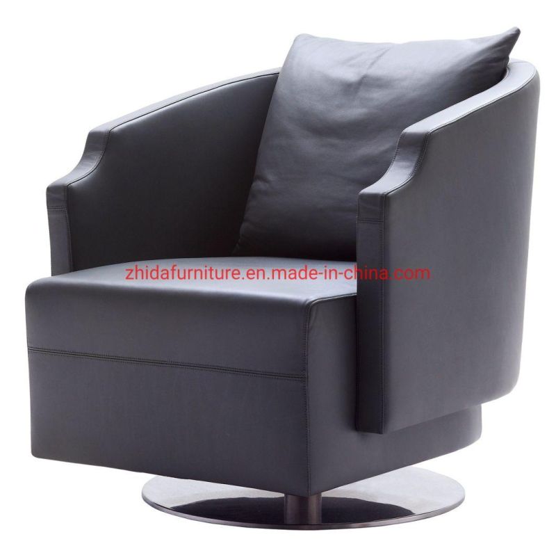 Hotel Restaurant Furniture Coffee Shop Reception Genuine Leather Swivel Chair Home Furniture Living Room Modern Leisure Chair for Villa