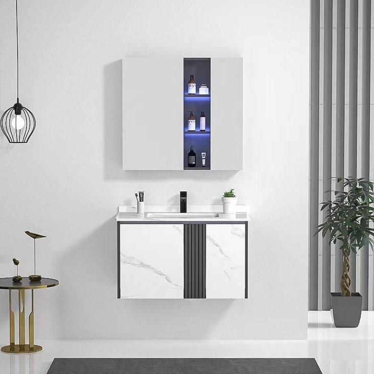 American Style Wholesale White Rubber Wood Bathroom Furniture, Bathroom Vanity, LED Mirrored Cabinet