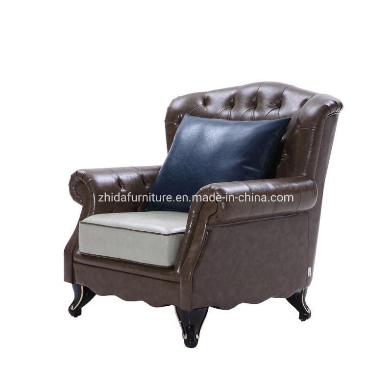 Chinese Factory Upholstery Classic Chair with Wood Leg