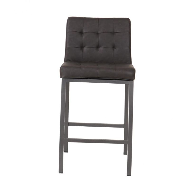 Newest Design Top Quality Kitchen Dark Grey PU Leather Dining Bar Stools