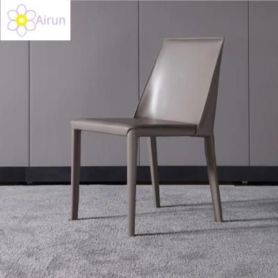 Italian Modern Minimalist Home Restaurant Dining Chair Saddle Leather Creative Cafe Hotel Chair